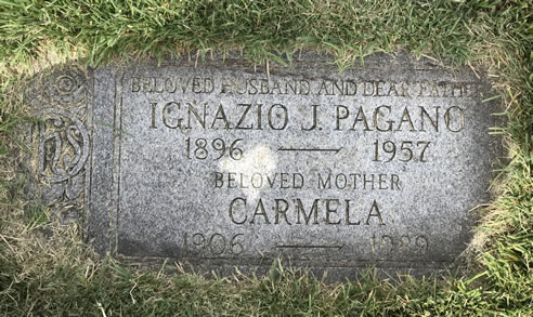 Frank A Pagano's Grandparents Grave Marker